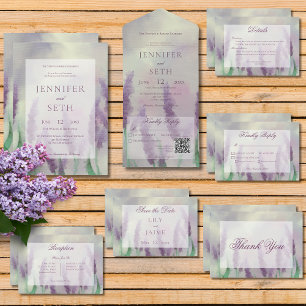 Lilac Flower Field Boho Modern Wedding  Invitation