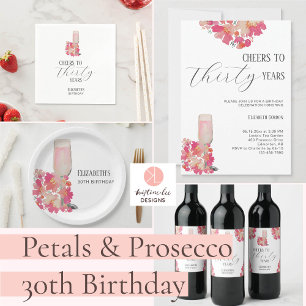Petals & Prosecco 30th Birthday Floral Pink Chic Banner