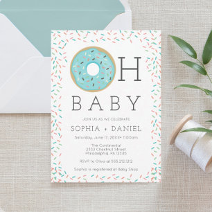 Modern Donut Sprinkles Baby Shower Thank You Card