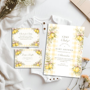 Italian Lemon Gingham Baby Shower Invitation