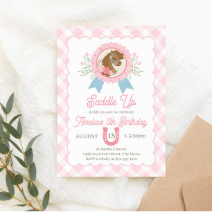 Pink Derby Horse Birthday Bottle Label