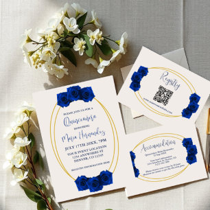 Royal Blue and Gold Geometric Enclosure Card