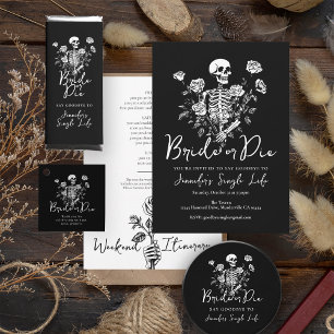 Bride or Die Skeleton Floral Bachelorette Party Acrylic Invitations