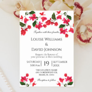 Bougainvillea Flower Wedding Invitation 