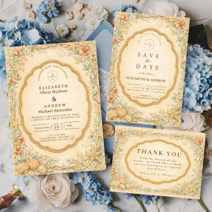 Vintage Coastal Seashell Garden Wedding Foam Board