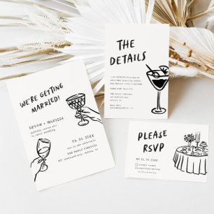 Modern Funky Retro QR Code Wedding Detail Note Card