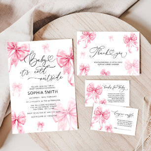 Cold Outside Winter Pink Bow Books for Baby Enclosure Card