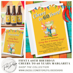60th Birthday Cheers to 60 Years Fiesta Beer Bottle Label