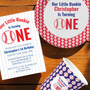 Little Rookie Baseball 1st Birthday Paper Plates