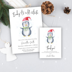 Arctic cute Penguin thank you baby shower 