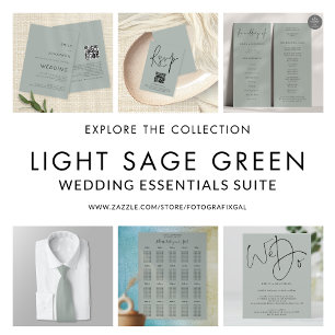 Modern Script Light Sage Green Wedding Program