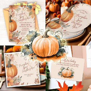 Pumpkin Spice Fall Baby Shower Boho Orange Floral Invitation