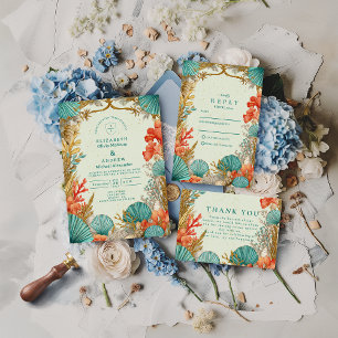 Beach Seashell Botanical Wedding Save The Date