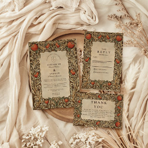 Elegant Vintage Pomegranate Wedding Save The Date