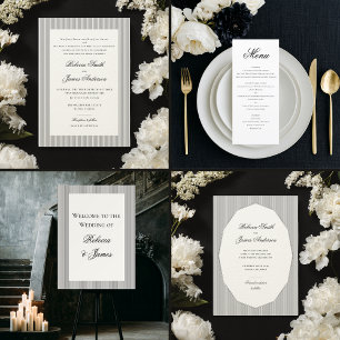 Formal Elegant Classic Black Stripes Wedding Invitation