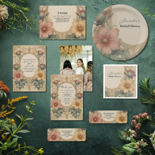 Photo Vintage Art Nouveau Floral Bridal Shower Thank You Card