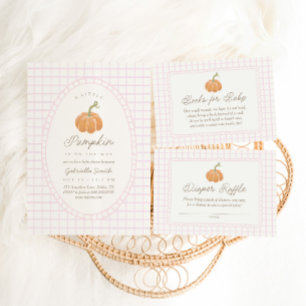 Little Pumpkin Pink Girls Baby Shower Invitation