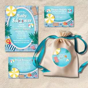 Pool Party Summer Baby Shower Diaper Raffle Enclosure Card