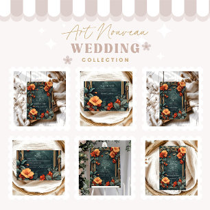 Ornamental Floral Wedding Art Nouveau Thank You Card