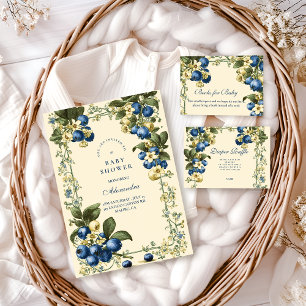 Vintage Blueberry Botanical Baby Shower Napkins