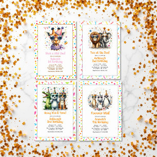 Safari Animal "Two at the Zoo!" 2nd Birthday Party Invitation