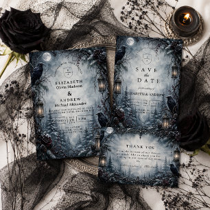 Romantic Goth Winter Wedding Thank You Card