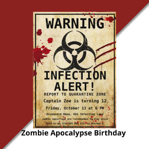 Zombie Apocalypse Birthday   Halloween Biohazard Invitation