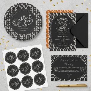 Black Little Boo Halloween baby shower Paper Plates