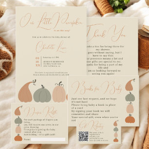 Retro Fall chic Pumpkin Baby Shower Diaper Raffle Enclosure Card