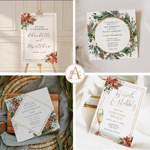 Elegant Winter Evergreen Wedding Invitation