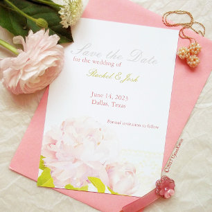 Spring Pink Blush Peony Wedding Invitation
