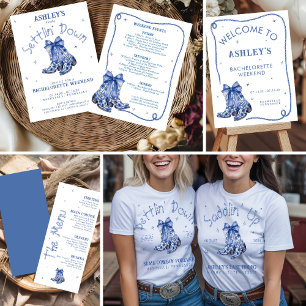 Western Themed Bachelorette Weekend Party Blue Menu