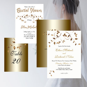Elegant Gold, Black Wedding  Menu