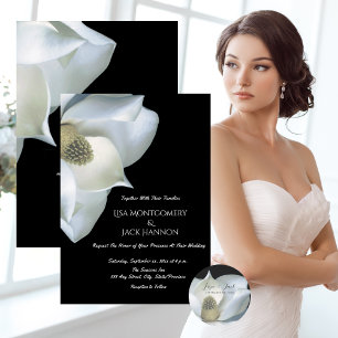 White Magnolia Elegant Black White Wedding Welcome Foam Board