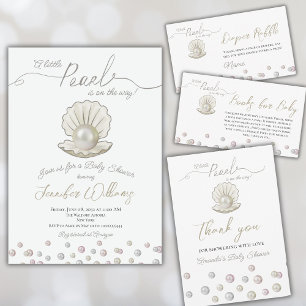 Little Pearl Seashell Under the Sea Baby Shower  Square Sticker
