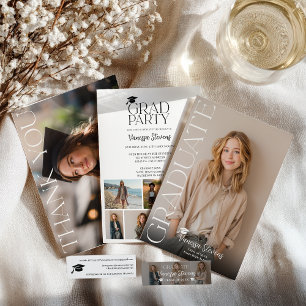 Modern Casual  Simple Trendy 6 photos graduation Announcement