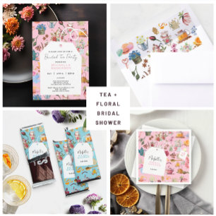 Garden Tea Party Bridal Shower Pink Floral Pattern Hershey Bar Favors