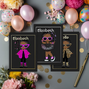 Black and Gold Hip Hop Kids Fashion Birthday Foil Invitation