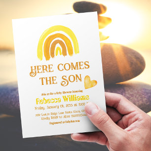  Sunshine Rainbow Here Comes the Son Baby Shower Invitation