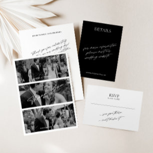 Simple Modern Black & White Wedding Details Enclosure Card