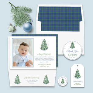 Classic Christmas Tree Chinoiserie Happy Holidays  Gift Tags