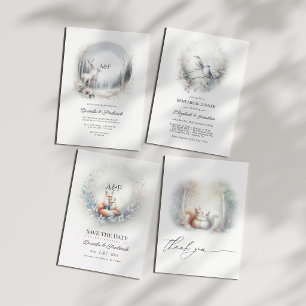 Enchanted Forest Fox Couple Monogram Wedding Save The Date