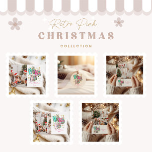 Retro Glitter Ho Ho Ho Christmas Ceramic Ornament