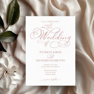 Delicate Rose Gold Foil Script Wedding Invitation