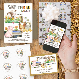 Thank You for Coming Cute Pig Farm Birthday Classic Round Sticker