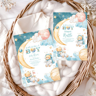 Teddy Bear Houston We Have A Boy Diapper Raffle Enclosure Card