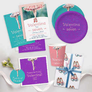 Cute Girly Pink Blue Ballerina Shoes Watercolor Wrapping Paper