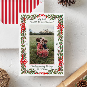 Red Bows and Holly Garland Invitation