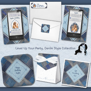 Modern Blue Denim Smartphone Thank You Card