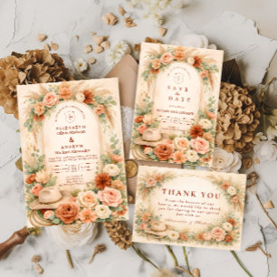 Blush Floral Arch Wedding Save The Date